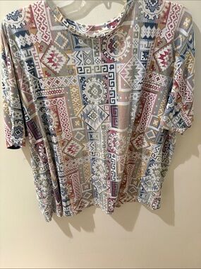 Relaxed Geometric Print Short Sleeve Tee - Multi